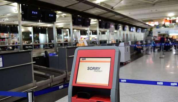 A picture taken on September 29, 2017 shows empty check-in area at Ataturk International airport in Istanbul. AFP