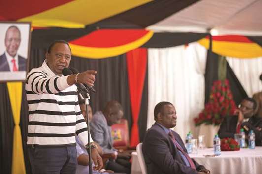 Kenyau2019s President Uhuru Kenyatta addresses Governors and Members of County Assembly at the State House in Nairobi, yesterday.