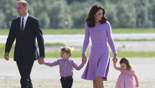 Prince William, Duke of Cambridge, and his wife Kate, the Duchess of Cambridge, and their children Prince George and Princess Charlotte are seen in Hamburg in July this year.