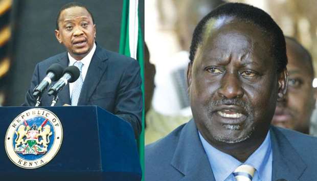 Kenyatta: incumbent. Right: Odinga: wants IEBC staff replaced.