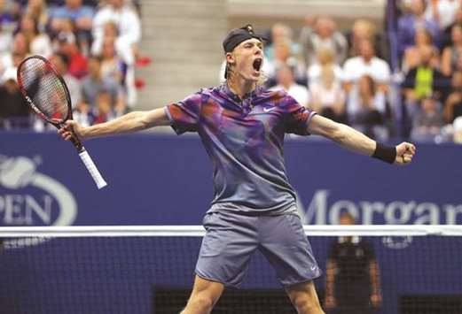 Denis Shapovalov of Canada reacts during his fourth round US Open match against Pablo Carreno Busta of Spain. (Getty Images/AFP)