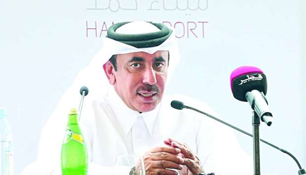 HE the Minister of Transport and Communications Jassim Seif Ahmed al-Sulaiti engages with the media during a press conference held after the official opening of Hamad Port. PICTURE: Jayan Orma