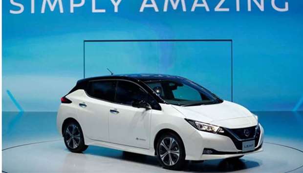 Nissan Motor Co's new Leaf, the latest version of the world's top selling electric vehicle, is seen during its world premiere in Chiba, Japan on Wednesday.