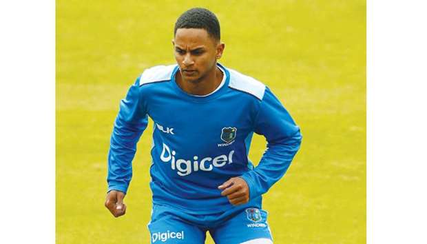 West Indiesu2019 Shai Hope takes part in a training session yesterday. (Reuters)