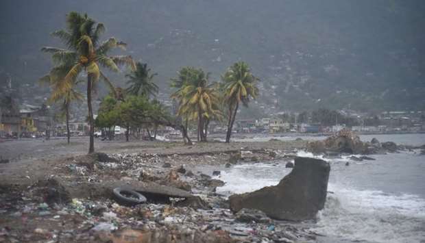 Debris and trash is seen on a beach in Cap-Haitien  as Hurricane Irma approaches.
