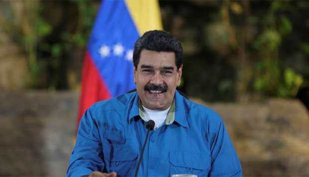 Venezuela's President Nicolas Maduro speaks during a meeting with ministers