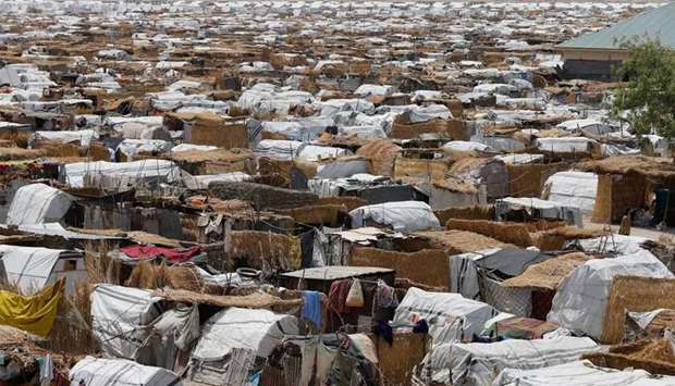 Huts and sheds are seen at the Ngala internally displaced persons  camp in Nigeria
