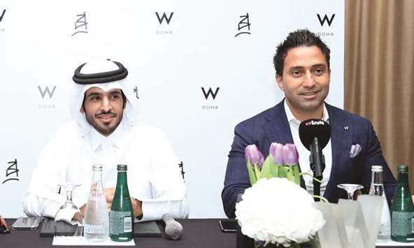 Qatari artist Ahmed al-Maadheed (left) and W Dohau2019s Wassim Daaje speak to the media yesterday. PICTURE: Jayan Orma