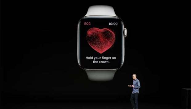 Jeff Williams, Chief Operating Officer of Apple, speaks about the the new Apple Watch Series 4 at its launch on Wednesday.