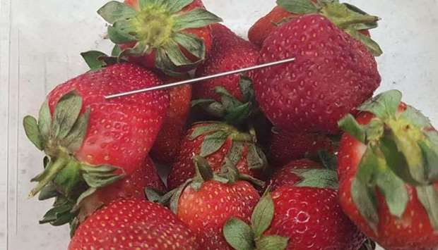 Strawberries sabotaged with needles