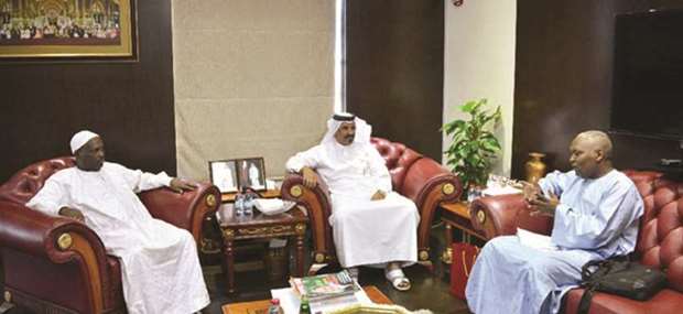 Qatar Chamber vice chairman Mohamed bin Towar al-Kuwari during a meeting with CAR Minister Mahamat Taib Yacoub, who is special adviser on co-operation with the Arab world.