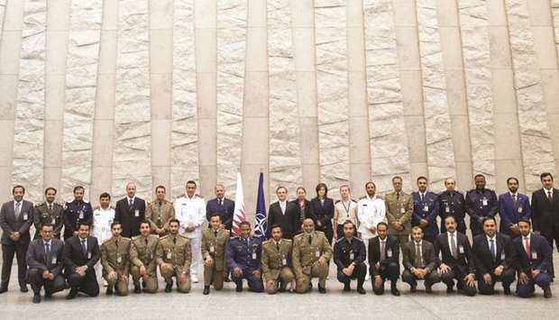 The Qatari delegation at the Nato headquarters in Brussels.