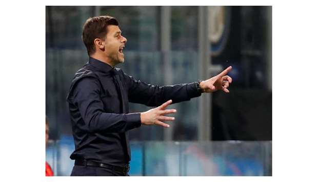 Tottenham manager Mauricio Pochettino gestures during the Champions League Group B match against Inter Milan in San Siro, Italy, on Tuesday. (Reuters)