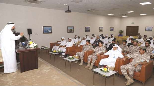 The workshop being attended by armed forces officers and other officials at the National Defence and Crisis Management Centre of the Qatar Armed Forces.