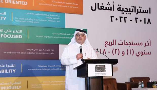 Ashghal president Saad bin Ahmed al-Mohannadi addressing the meeting.rnrn