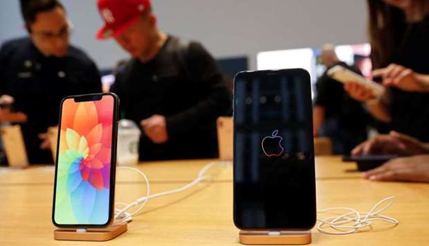 The new Apple iPhone Xs Max and iPhone X are seen on display at the Apple Store in Manhattan, New York, US