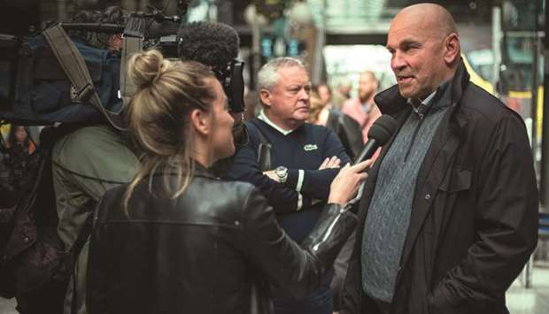 European Ryder Cup team captain Thomas Bjorn is interviewed by journalists in Paris yesterday. (AFP)