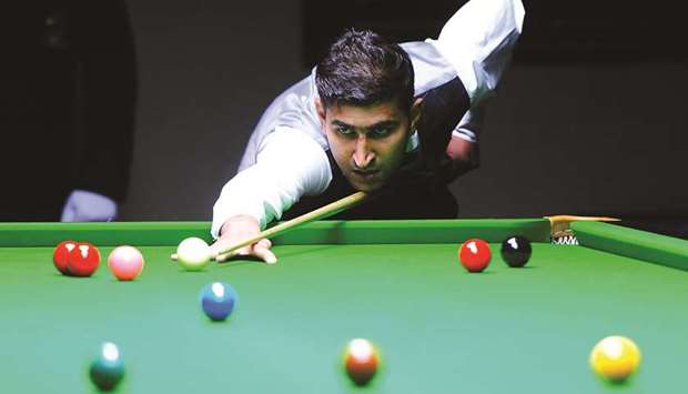 Pakistan 1u2019s Babar Masih in action during the Asian Team Snooker Championship final against India 1 at the QBSF Hall yesterday. PICTURE: Ram Chand