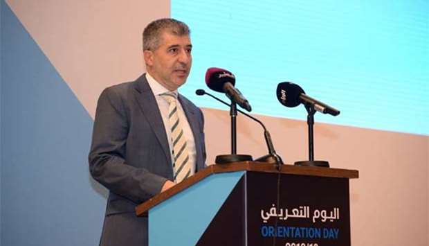 HBKU president Dr Ahmad M Hasnah speaking at the event on Sunday.