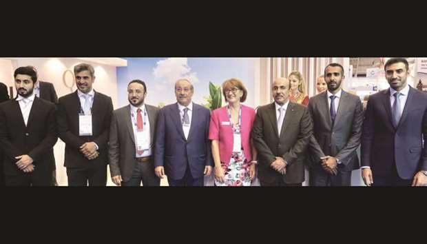 HE al-Sulaiti and al-Mohannadi join other dignitaries at the Qatar pavilion during Seatrade Cruise Med exhibition held in Lisbon, Portugal.