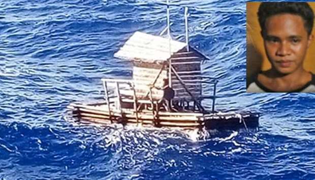 Aldi Novel Adilang (inset) and his floating fishing trap.