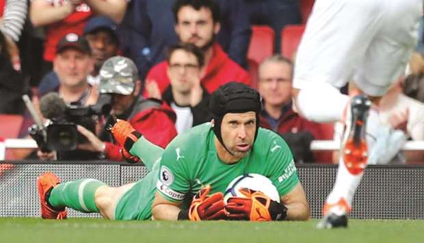 Arsenalu2019s Petr Cech was outstanding against Everton in the Premier League game in London on Sunday. (Reuters)