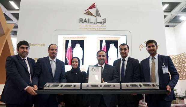 Qatar Rail officials with the design of Doha Metro and award the company received at the InnoTrans International Trade Fair held in Berlin.