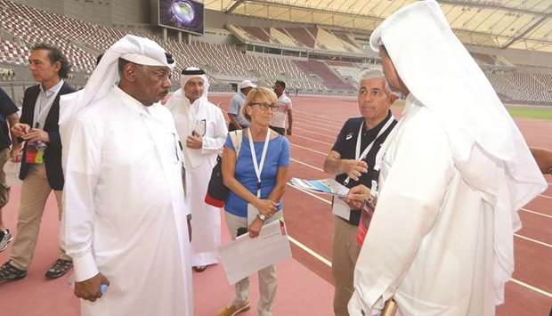 IAAF Vice President Dahlan al-Hamad (L) said u201call the big pieces are in placeu201d with one year to go for the IAAF World Championships which which will be hosted at the Khalifa International Stadium.