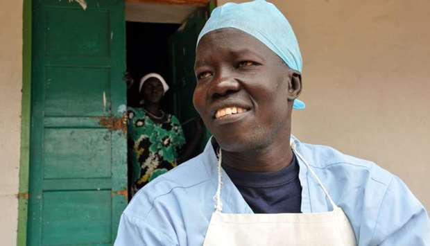 This file photo taken on October 10, 2011 shows doctor Evan Atar Adaha, then the only doctor at the only hospital in Kurmuk region of the Blue Nile state, speaking with an AFP reporter.