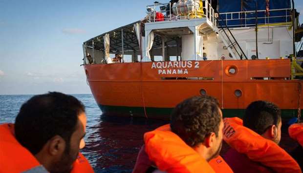 SOS Mediterranee shows migrants being rescued by the Aquarius rescue ship run by non-governmental organisations (NGO)