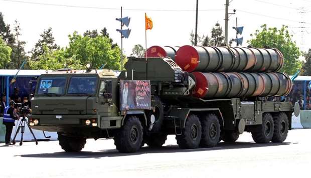 In this file photo taken on April 18, 2017 An Iranian military truck carries parts of the S-300 air defence missile system during a parade on the occasion of the country's Army Day in Tehran.