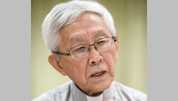 Cardinal Joseph Zen, former Bishop of Hong Kong, speaks during a press conference at the Salesian House of Studies in Hong Kong.