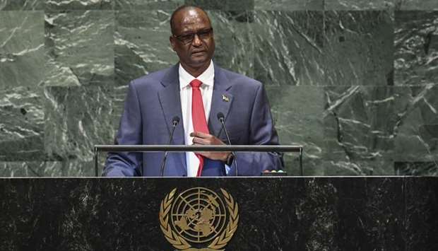South Sudan's First Vice President Taban Deng Gai speaks during the General Debate of the 73rd session of the General Assembly at the United Nations.
