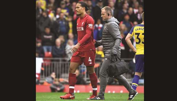 Liverpool defender Virgil van Dijk sustained a rib injury that forced him off in a 3-0 win over Southampton last week. (AFP)