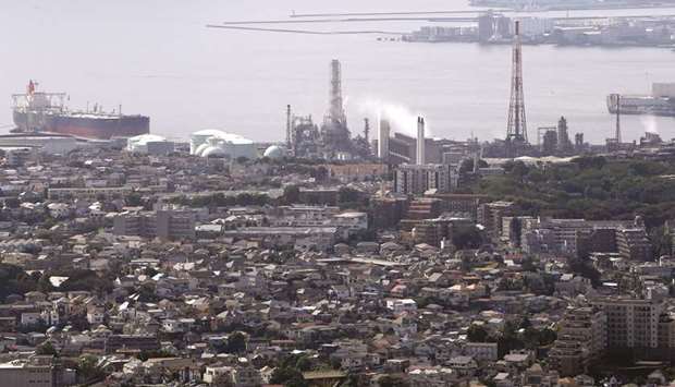 A general view of the Keihin industrial zone in Yokohama. Japanu2019s trade ministry data out yesterday showed factory output rose 0.7% in August from the previous month, less than economistsu2019 median estimate of a 1.5% rise and following 0.2% decline in the previous month.
