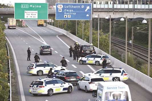 The Oresund bridge near Copenhagen is closed during the massive operation.