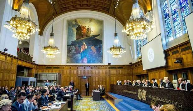 The Great Hall of the International Court of Justice (ICJ) in The Hague