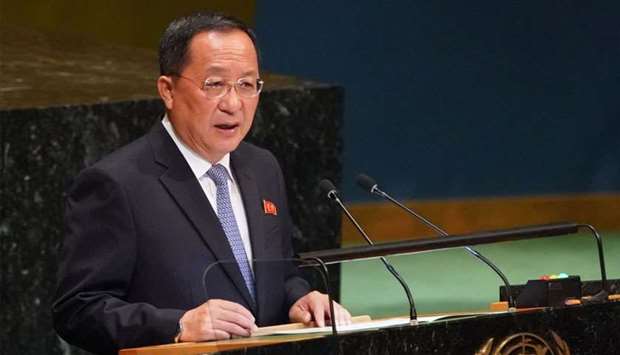 North Korean Foreign Minister Ri Yong-ho addresses the 73rd United Nations General Assembly.