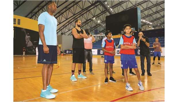 NBA stars Tracy McGrady and Klay Thompson visited the Aspire Academy yesterday.