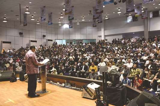 In this picture taken on September 1, former Thailand house of representatives speaker and transport minister Wan Muhammad Noor Matha speaks during the launch of the Prachachat political party in Pattani. About 500 co-founders launched the u201cPrachachatu201d party, formed by Muslim politicians of the Wadah group.