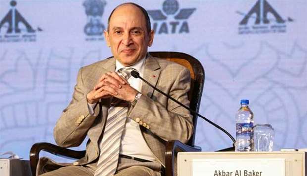 Akbar al-Baker is pictured at the International Aviation Summit in New Delhi on Tuesday.