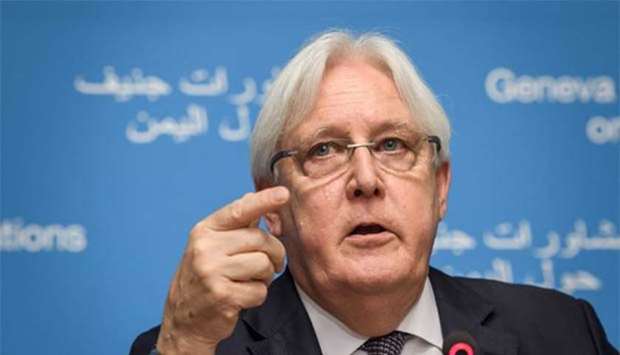 United Nations special envoy for Yemen Martin Griffiths addresses the media ahead of peace talks with Yemen's government and Houthi rebels, in Geneva on Thursday.