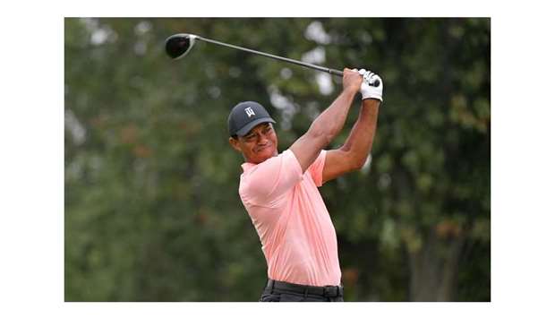 Tiger Woods of the United States plays his shot from the third tee during the second round of the BMW Championship at Aronimink Golf Club in Newtown Square, Pennsylvania. (Getty Images/AFP)