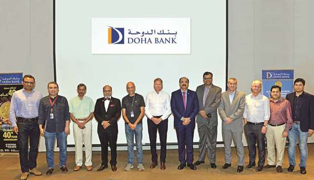 Seetharaman and Mani along with other Doha Bank officials at the session on artificial intelligence