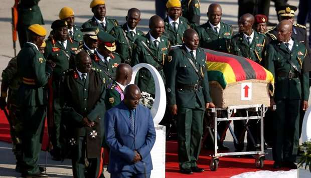 The body of former Zimbabwean President Robert Mugabe arrives back in the country after he died last Friday in Singapore after a long illness, Harare, Zimbabwe