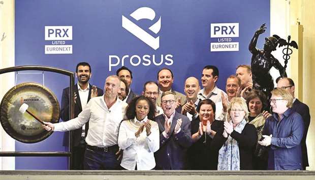 Bob van Dijk, CEO of Naspers and Prosus Group poses at Amsterdamu2019s stock exchange, as Prosus begins trading on the Euronext stock exchange in Amsterdam yesterday.