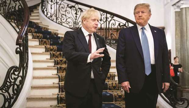 US President Donald Trump and Britainu2019s Prime Minister Boris Johnson speak before a working breakfast at the G7 Summit in Biarritz, France, on August 25. Trumpu2019s public narrative has been on a rising growth path for nearly a half-century.