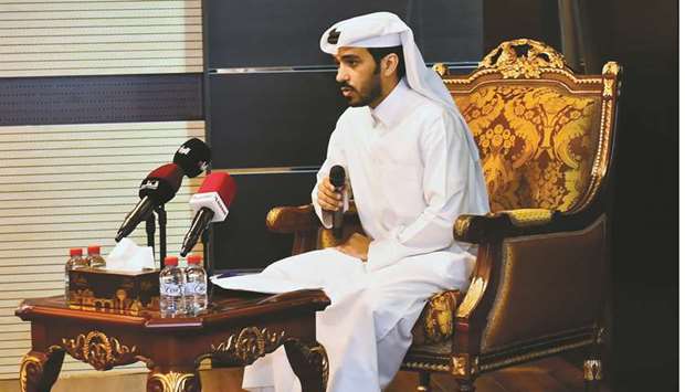 Organising committee chairman Abdulla al-Dosari announcing details of the Ultra Run yesterday