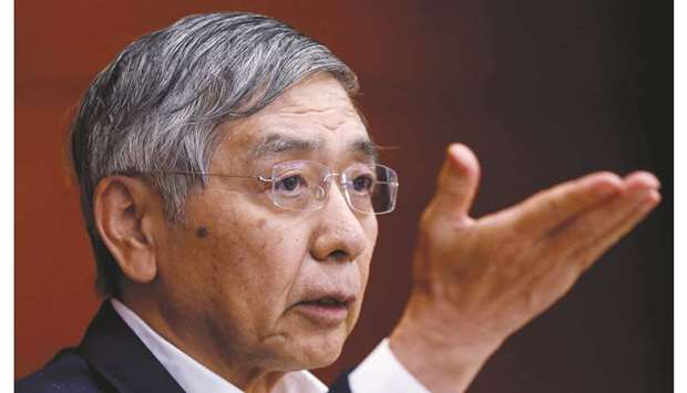 Bank of Japan governor Haruhiko Kuroda at a press conference in Tokyo. BoJ policymakers are debating ideas on what tools they could deploy in coming months, if not next week, to prevent slumping global demand from derailing Japanu2019s fragile economic recovery, sources said yesterday.