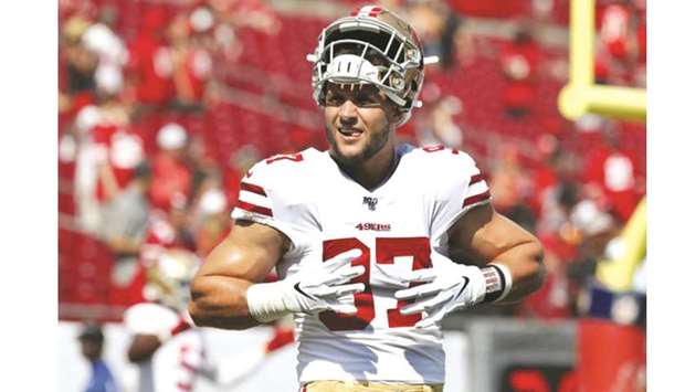 San Francisco 49ers' Nick Bosa aggravated an ankle injury in a 31-17 season-opening win at Tampa Bay last Sunday.